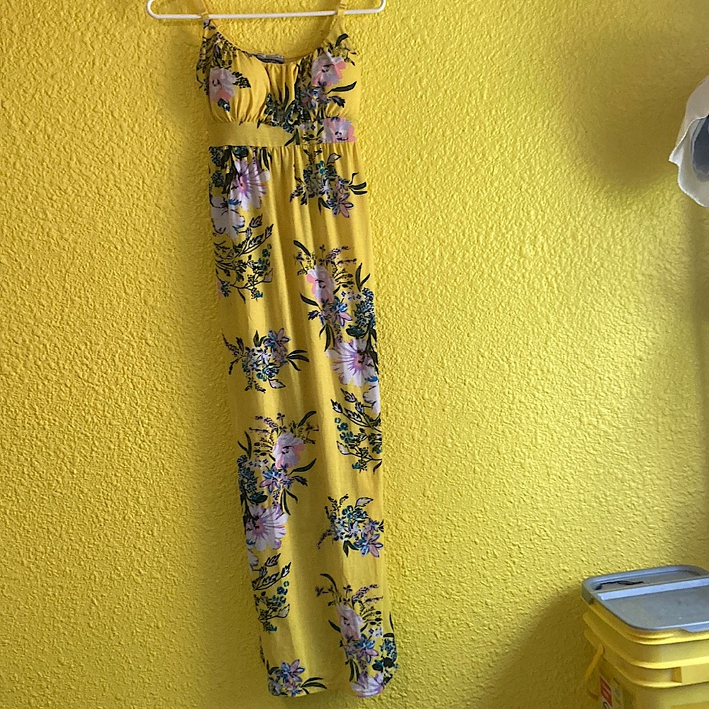 Yellow floral maxi dress with built in padding